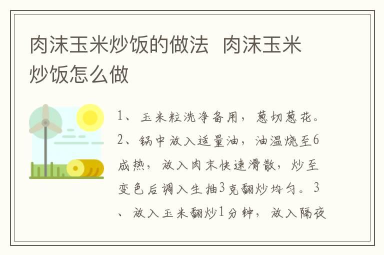 肉沫玉米炒饭的做法  肉沫玉米炒饭怎么做