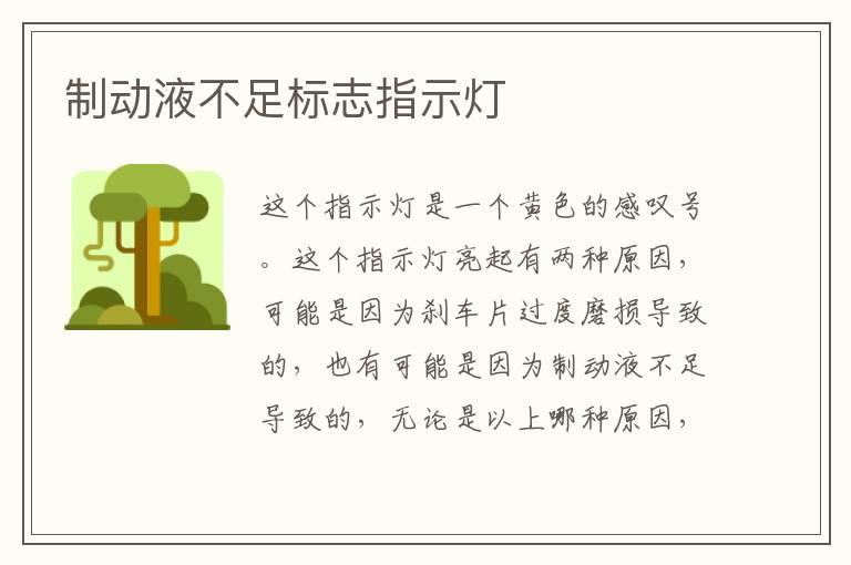 制动液不足标志指示灯