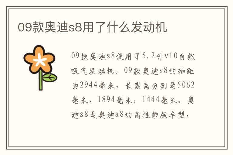 09款奥迪s8用了什么发动机