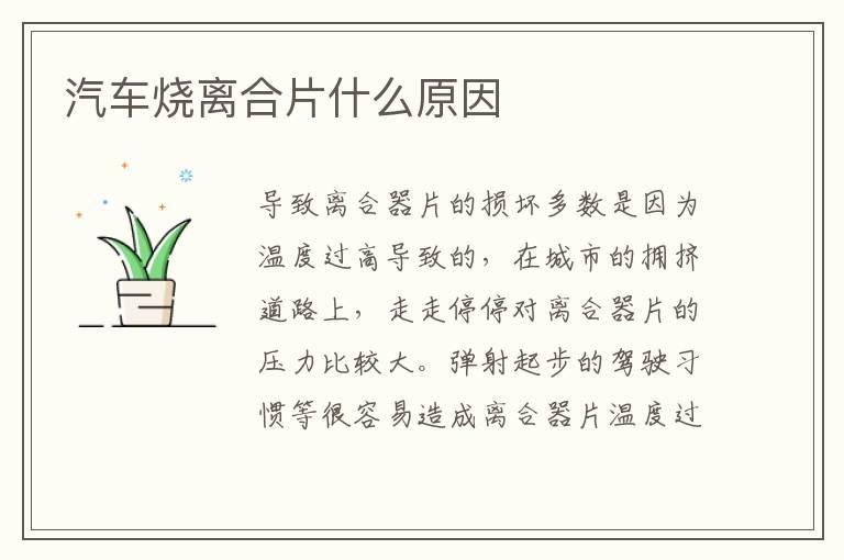 汽车烧离合片什么原因