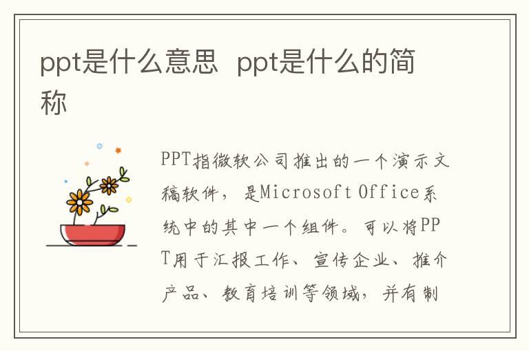 ppt是什么意思  ppt是什么的简称